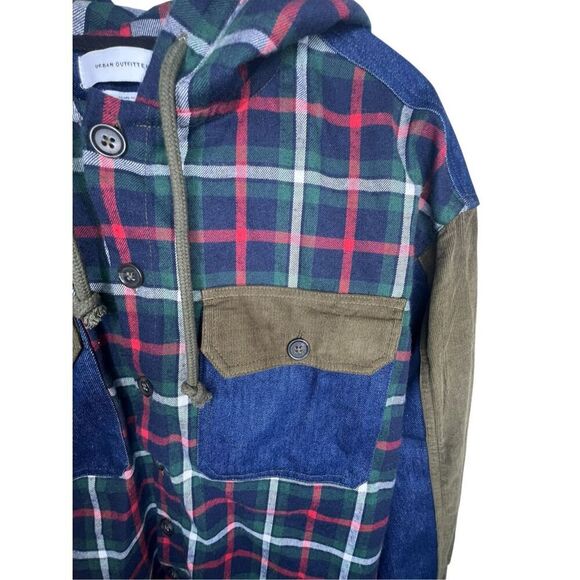 Urban Outfitters Blocked Hooded Long Sleeve Overshirt Jacket - Picture 2 of 6